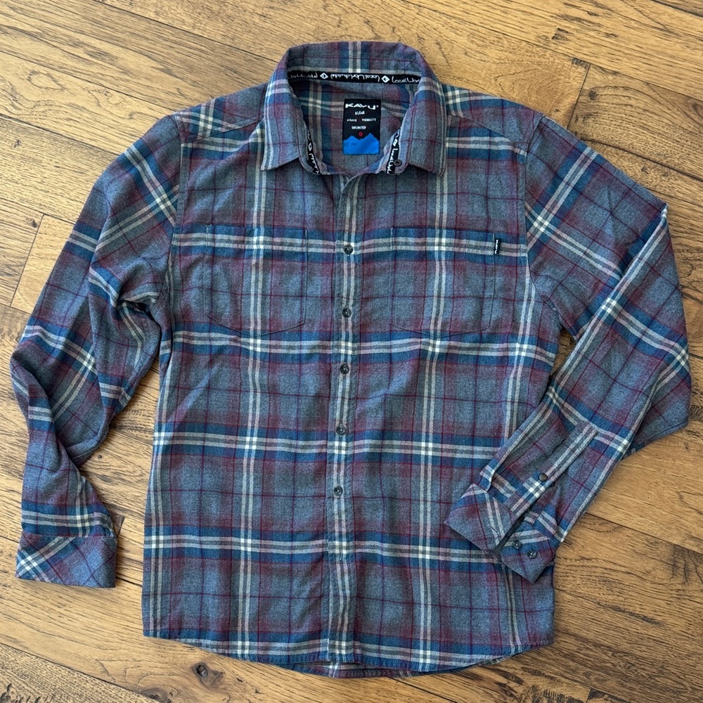 KAVU Flannel Multicolor Plaid Button Down Shirt L